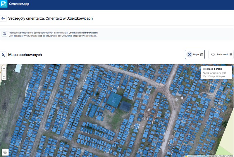 Cmentarz Parafii Dzierzkowice w systemie Cmentarz.app